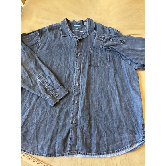 Tommy Bahama 100% Linen Shirt Mens 2XLB Long Sleeve Charcoal Black Breezer $110 - Picture 12 of 12